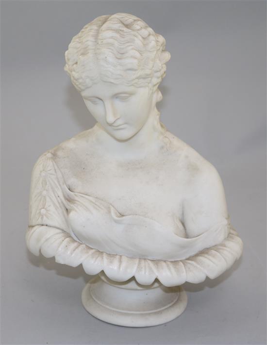 A Victorian parian bust of Clytie, late 19th century, 26.5in.